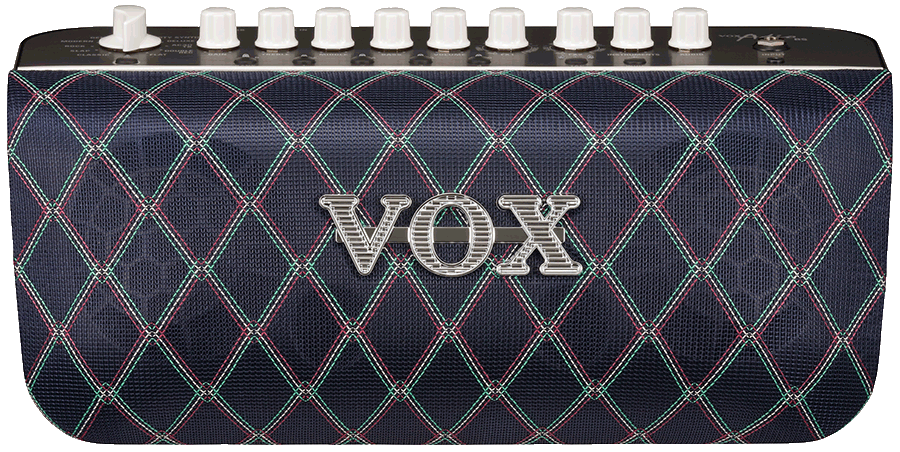 front view of black VOX bass practice amplifier