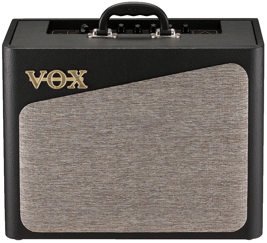 front view of grey and black VOX amplifier