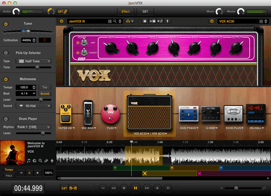 screenshot of VOX Toneroom Software in use
