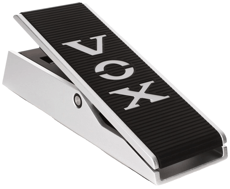 closeup of black and white VOX volume pedal