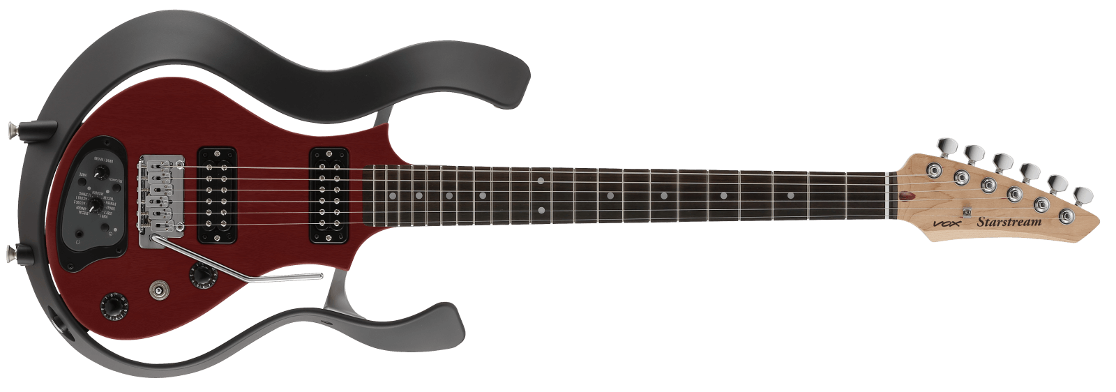 black and red VOX electric guitar