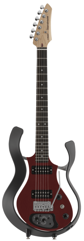 red and black VOX electric guitar