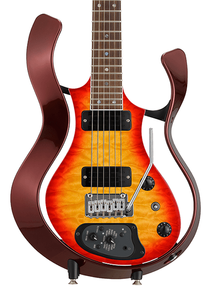 front view of orange sunburst VOX Starstream electric guitar
