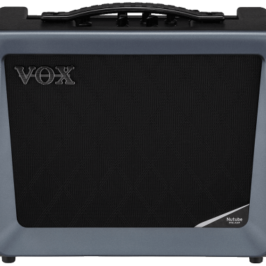 front view of grey and black VOX amplifier