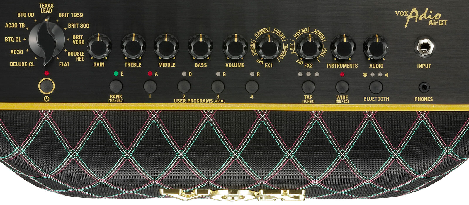 Closeup of controls on VOX Audio Air GT