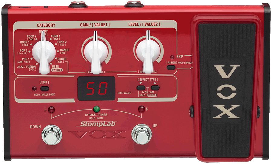 red VOX StompLab multi-effect pedal