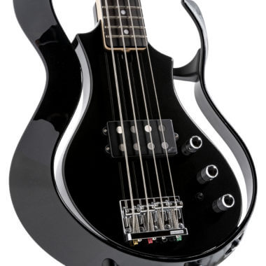 body of black VOX electric guitar