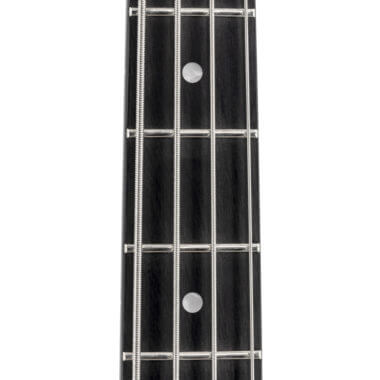 closeup of neck of VOX electric guitar