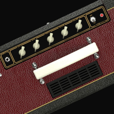 close up of AC10C1-TTBM amp controls at an angle