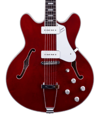 body of red VOX electric guitar