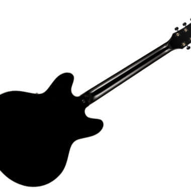back of black electric guitar