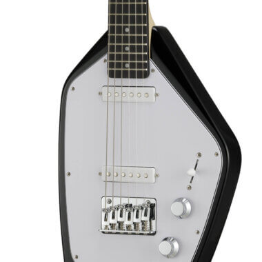 Vox Mark V Mini Guitar black body close up.