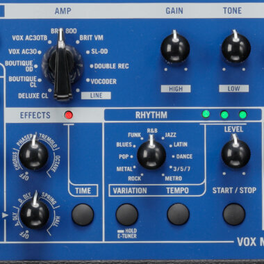 top control panel of Vox Mini Go3 guitar amp