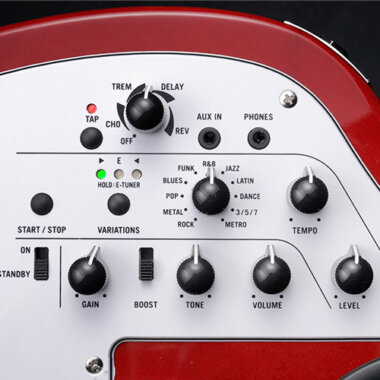 Vox APC-1 Travel Guitars With Built-In Amp And Rhythm controls closeup