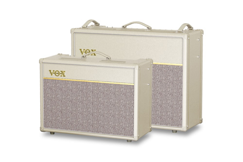 two white VOX amplifier