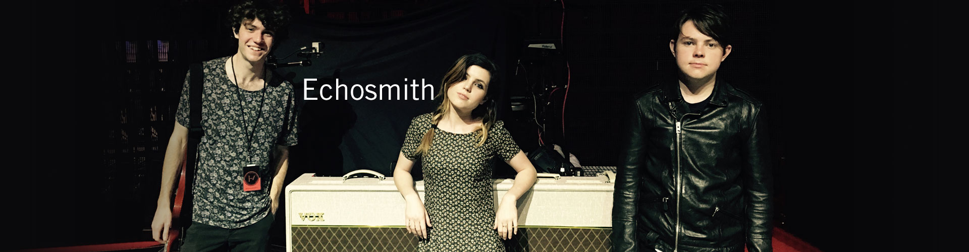 band members of Echosmith standing in front of VOX amplifiers