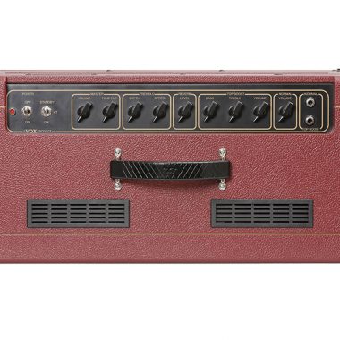top view of red VOX amplifier
