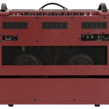back of red and brown VOX amplifier