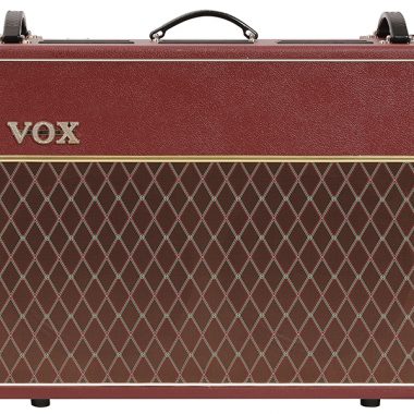red and brown VOX electric guitar