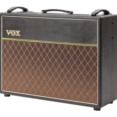 b;ack and brown VOX electric guitar