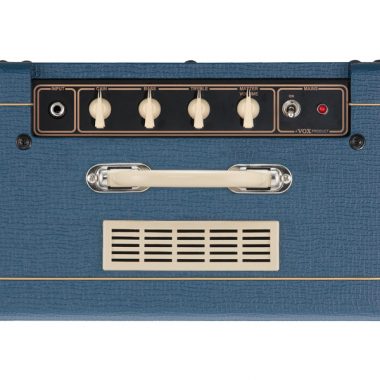 top view of blue VOX amplifier