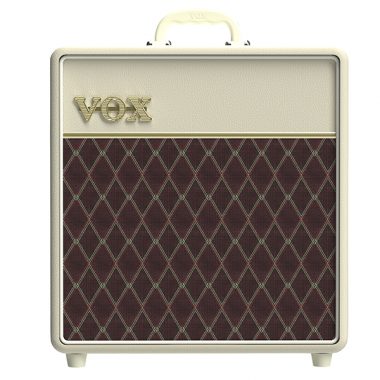 front view of cream and brown VOX amplifier