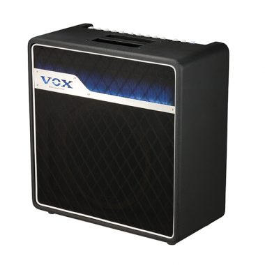 black and blue VOX speaker