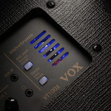 closeup of controls on VOX amplifier
