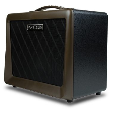 side angle of brown and black VOX amplifier